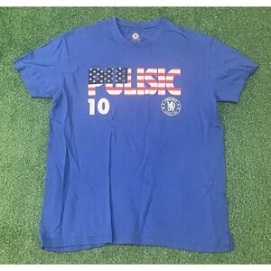 Chelsea Christian Pulisic Blue Short Sleeve Shirt Mens Large